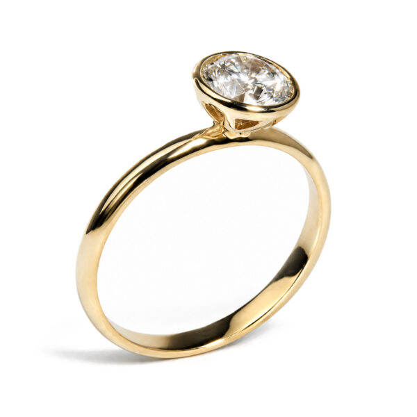 IGI Certified 14K Yellow Gold Bezel Set 1.00 Cttw Lab Grown Diamond Solitaire Ring - alternate view 3