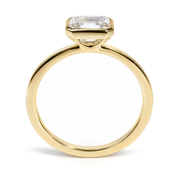 IGI Certified 14K Yellow Gold 1.00 Cttw East-West Bezel Set Lab Grown Emerald Cut Diamond Ring - alternate view 5