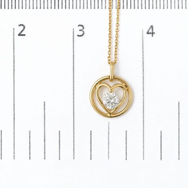 IGI Certified 14K Yellow Gold 3/4 Cttw Lab Grown Diamond Solitaire Openwork Heart Circle Pendant Necklace - alternate view 5