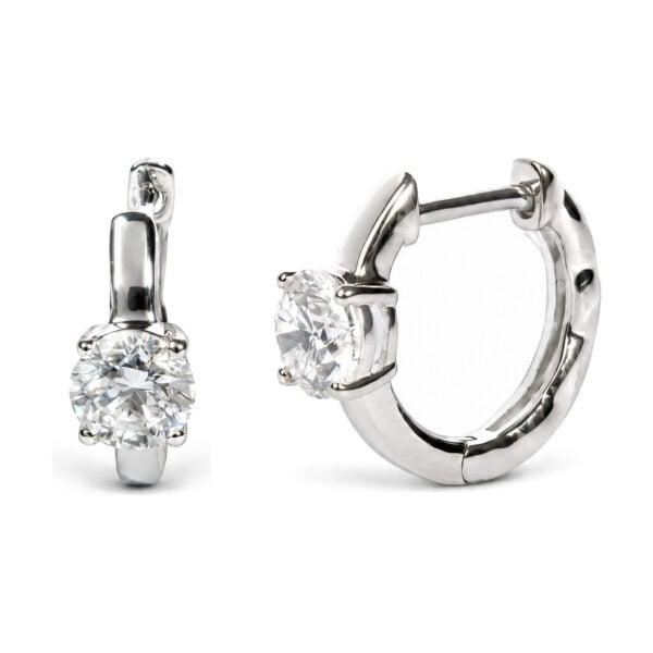 IGI Certified 14K White Gold 1.00 Cttw Lab Grown Diamond Solitaire Huggie Hoop Earrings - alternate view 2