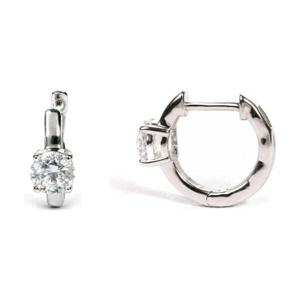 IGI Certified 14K White Gold 1.00 Cttw Lab Grown Diamond Solitaire Huggie Hoop Earrings - alternate view 3