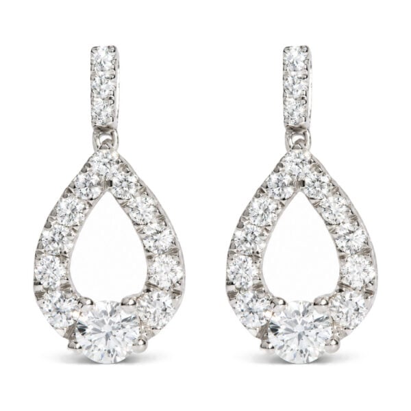 925 Sterling Silver 1 Cttw Round Lab Grown Diamond Open Teardrop Drop Earrings