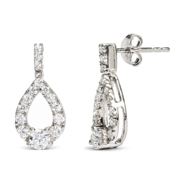 925 Sterling Silver 1 Cttw Round Lab Grown Diamond Open Teardrop Drop Earrings - alternate view 2
