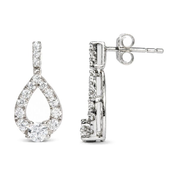 925 Sterling Silver 1 Cttw Round Lab Grown Diamond Open Teardrop Drop Earrings - alternate view 3