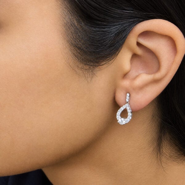 925 Sterling Silver 1 Cttw Round Lab Grown Diamond Open Teardrop Drop Earrings - alternate view 5