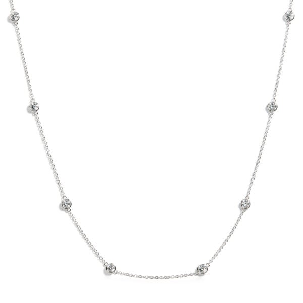 .925 Sterling Silver 2.00 Cttw Lab Grown Diamond Bezel Set Station Necklace