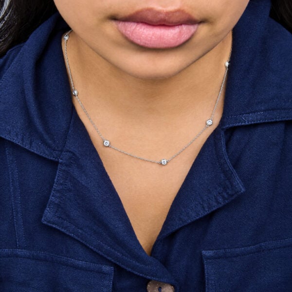 .925 Sterling Silver 2.00 Cttw Lab Grown Diamond Bezel Set Station Necklace - alternate view 5