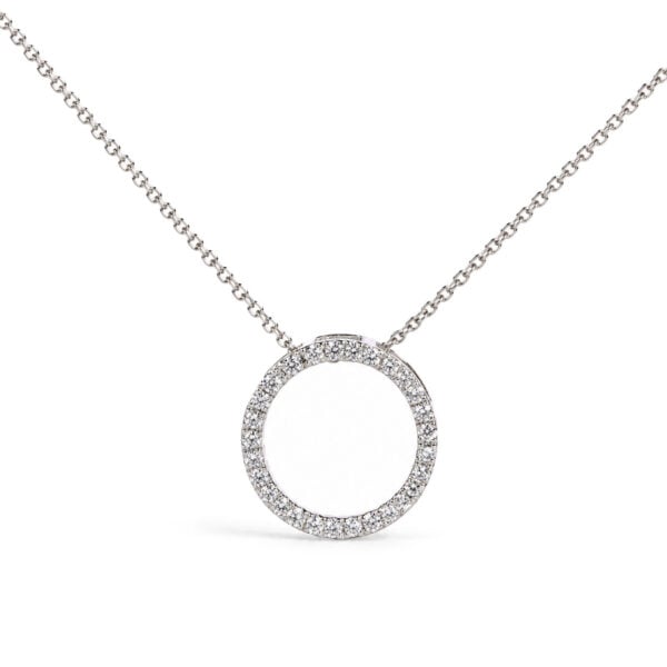 925 Sterling Silver 1/4 Cttw Lab Grown Diamond Open Circle Pendant Necklace
