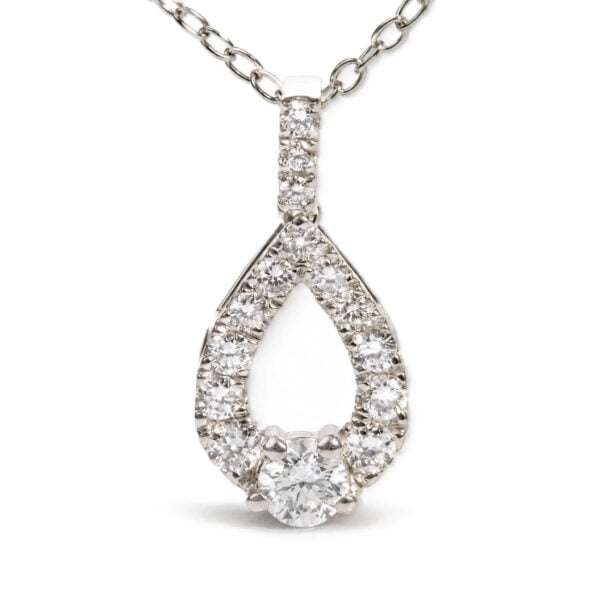 Sterling Silver 1/2 Cttw Lab Grown Diamond Open Pear Shape Pendant Necklace - alternate view 2