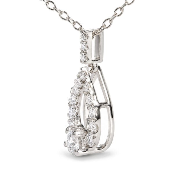 Sterling Silver 1/2 Cttw Lab Grown Diamond Open Pear Shape Pendant Necklace - alternate view 3