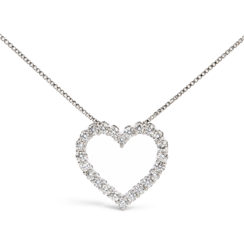 .925 Sterling Silver 1/2 Cttw Lab Grown Diamond Open Heart Pendant Necklace