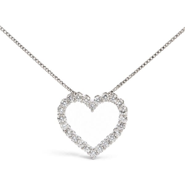 .925 Sterling Silver 1/2 Cttw Lab Grown Diamond Open Heart Pendant Necklace