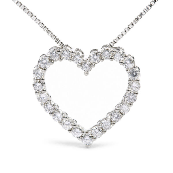 .925 Sterling Silver 1/2 Cttw Lab Grown Diamond Open Heart Pendant Necklace - alternate view 2