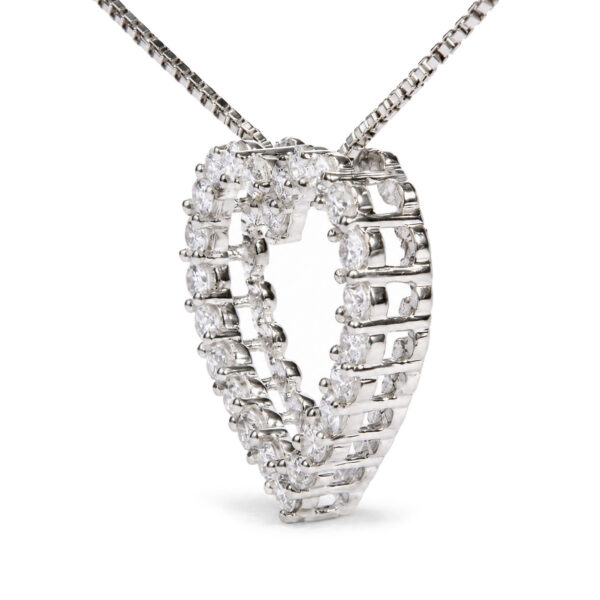 .925 Sterling Silver 1/2 Cttw Lab Grown Diamond Open Heart Pendant Necklace - alternate view 3