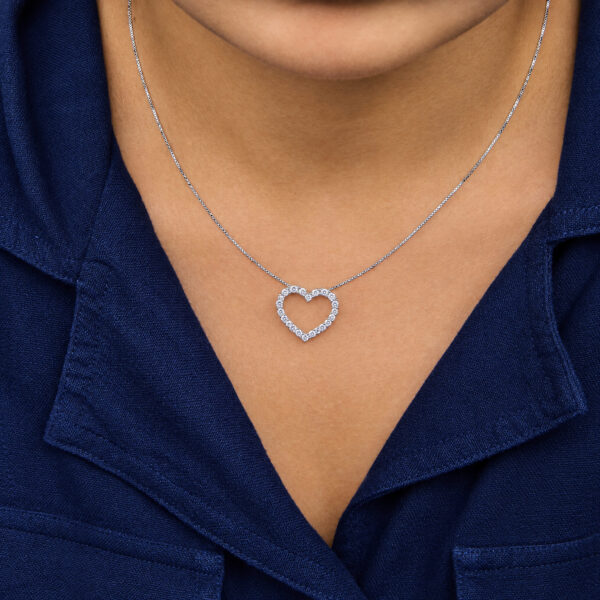 .925 Sterling Silver 1/2 Cttw Lab Grown Diamond Open Heart Pendant Necklace - alternate view 5