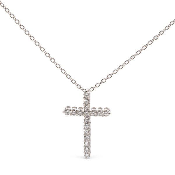 Sterling Silver 1/2 Cttw Lab Grown Diamond Cross Pendant Necklace - alternate view 2
