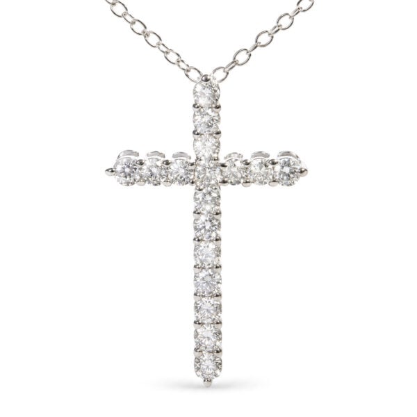 Sterling Silver 1/2 Cttw Lab Grown Diamond Cross Pendant Necklace