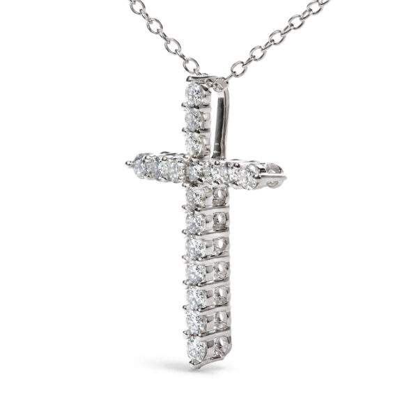 Sterling Silver 1/2 Cttw Lab Grown Diamond Cross Pendant Necklace - alternate view 3