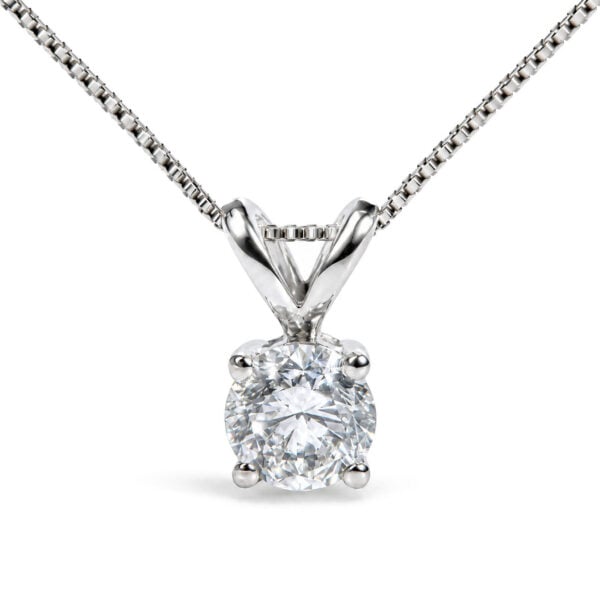 Sterling Silver 1.0 Cttw Round Lab Grown Diamond Solitaire Pendant Necklace - alternate view 2