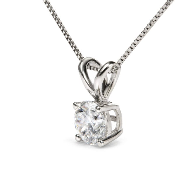 Sterling Silver 1.0 Cttw Round Lab Grown Diamond Solitaire Pendant Necklace - alternate view 3