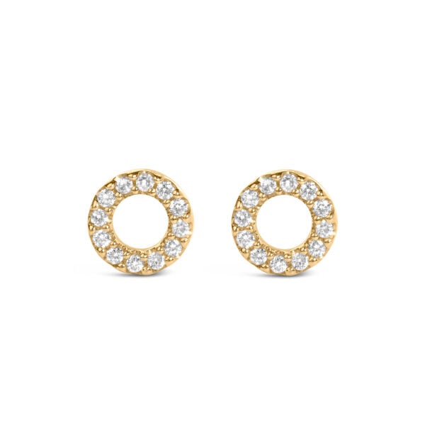 14K Yellow Gold 1/10 Cttw Diamond Open Circle Stud Earrings