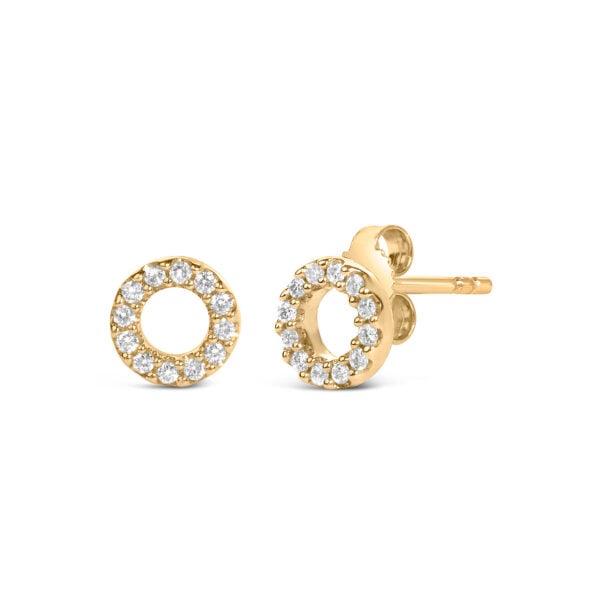 14K Yellow Gold 1/10 Cttw Diamond Open Circle Stud Earrings - alternate view 2