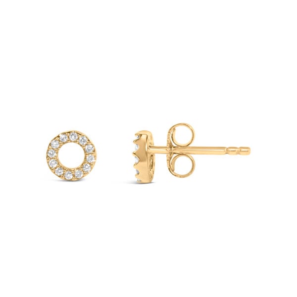 14K Yellow Gold 1/10 Cttw Diamond Open Circle Stud Earrings - alternate view 3