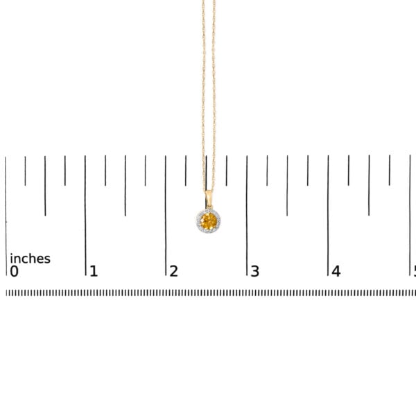 14K Yellow Gold 5x5 MM Citrine and 1/11 Cttw Diamond Halo Pendant - alternate view 4