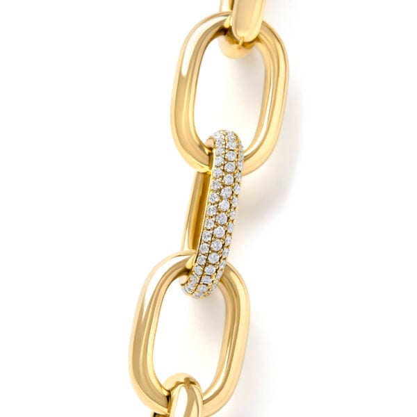 14K Yellow Gold 10.0 Cttw Round Diamond Pavé Interlocking Oval Link Necklace - alternate view 3