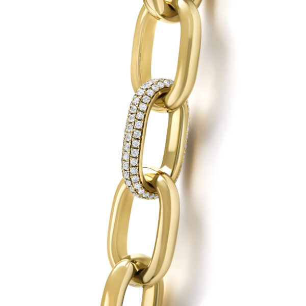14K Yellow Gold 10.0 Cttw Round Diamond Pavé Interlocking Oval Link Necklace - alternate view 4
