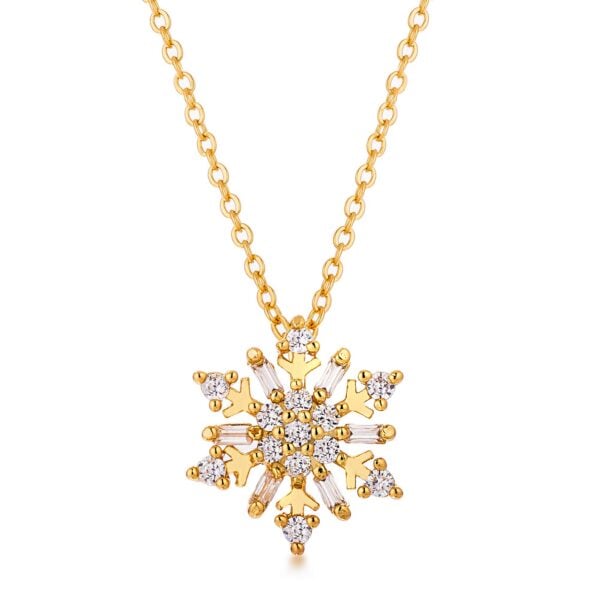 Golden Winter Sparkle Snowflake Necklace - Holiday