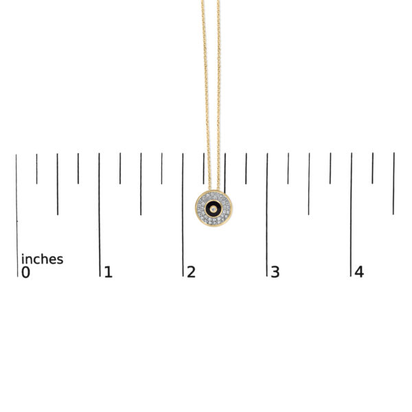 18K Yellow Gold Vermeil 1/6 Cttw Diamond and Black Enamel Medallion Pendant Necklace - Sterling Silver - alternate view 4