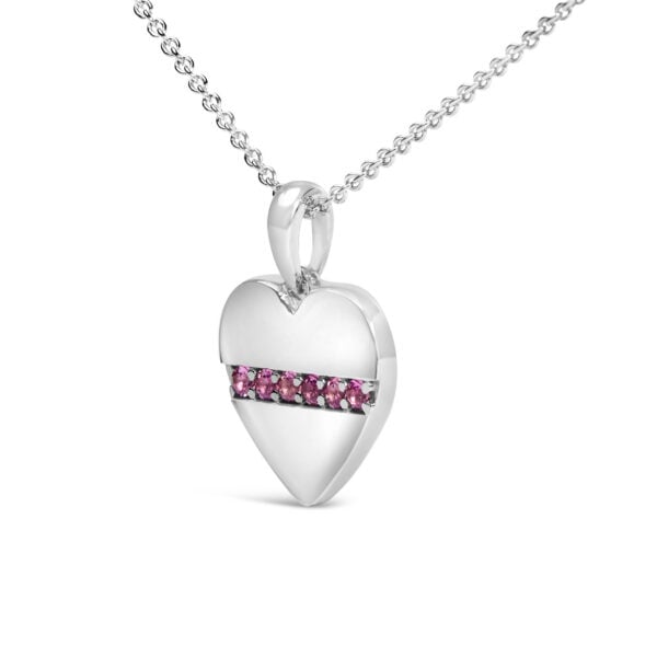 Sterling Silver Pink Sapphire Bar Heart Pendant Necklace - alternate view 3