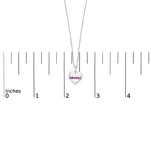 Sterling Silver Pink Sapphire Bar Heart Pendant Necklace - alternate view 4