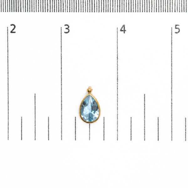 18K Yellow Gold Pear-Shaped Blue Topaz Bezel-Set Drop Earrings with Polished Bead Tops - alternate view 4
