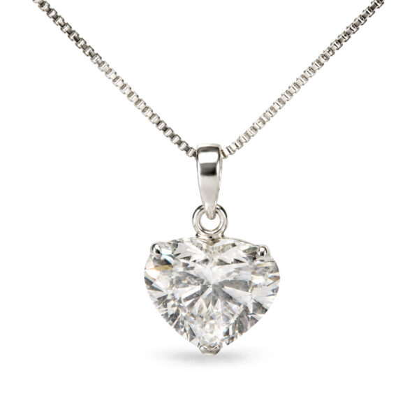 18K White Gold 2.0 Cttw Lab Grown Diamond Heart Solitaire Pendant Necklace - alternate view 2