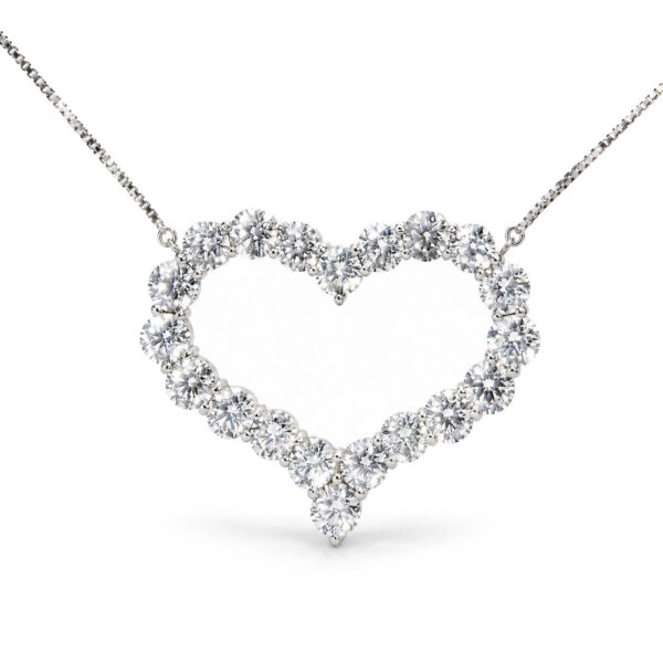 18K White Gold 5.0 Cttw Lab Grown Diamond Open Heart Pendant Necklace - alternate view 2