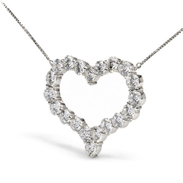 18K White Gold 5.0 Cttw Lab Grown Diamond Open Heart Pendant Necklace - alternate view 3