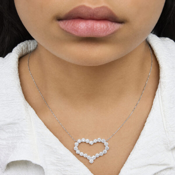 18K White Gold 5.0 Cttw Lab Grown Diamond Open Heart Pendant Necklace - alternate view 5
