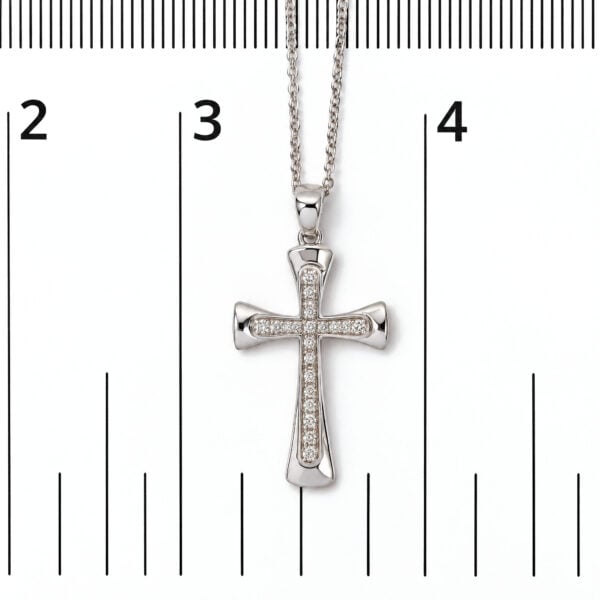 .925 Sterling Silver 1/10 Cttw Round Diamond Cross Pendant Necklace - alternate view 4