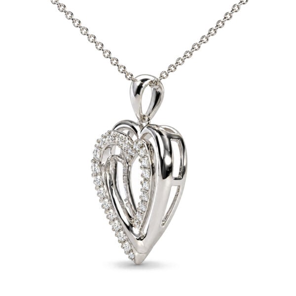 .925 Sterling Silver 1/10 Cttw Diamond Open Heart Pendant Necklace - alternate view 3