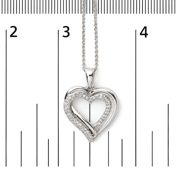 .925 Sterling Silver 1/10 Cttw Diamond Open Heart Pendant Necklace - alternate view 4