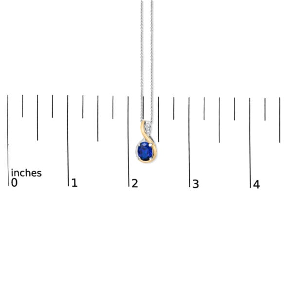 18K Yellow Gold Vermeil Diamond Accent and Blue Sapphire Pendant Necklace - Sterling Silver - alternate view 4