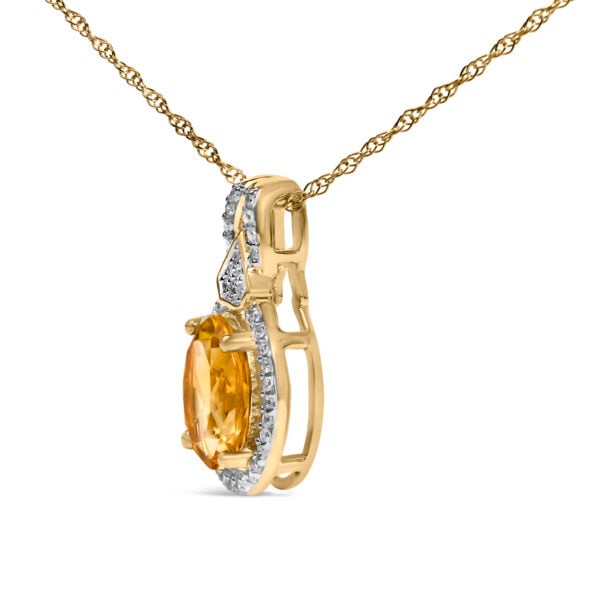 14K Yellow Gold Citrine and 1/5 Cttw Diamond Pendant Necklace - alternate view 3