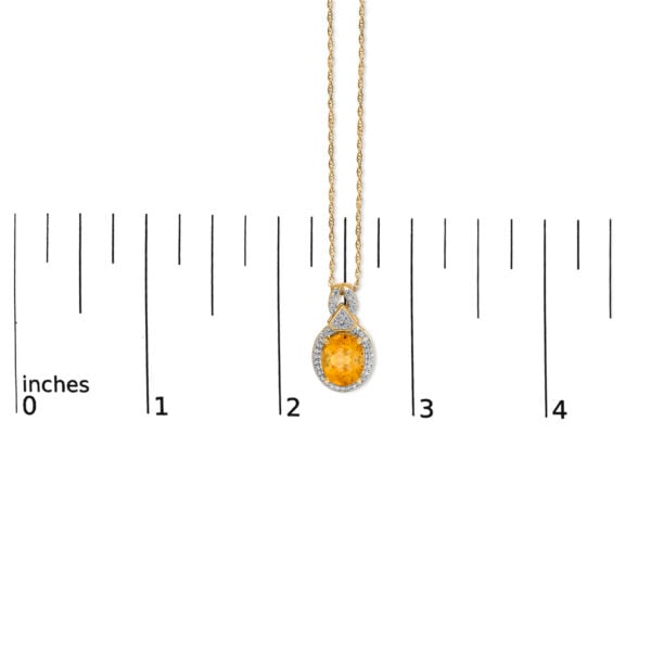 14K Yellow Gold Citrine and 1/5 Cttw Diamond Pendant Necklace - alternate view 4