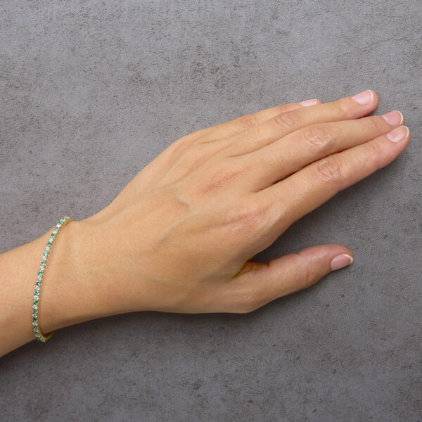 14K Yellow Gold 1 1/6 Cttw Emerald & Diamond Flexible Tennis Bangle Bracelet - alternate view 5