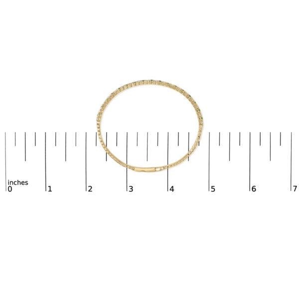 14K Yellow Gold 1 1/6 Cttw Emerald & Diamond Flexible Tennis Bangle Bracelet - alternate view 4
