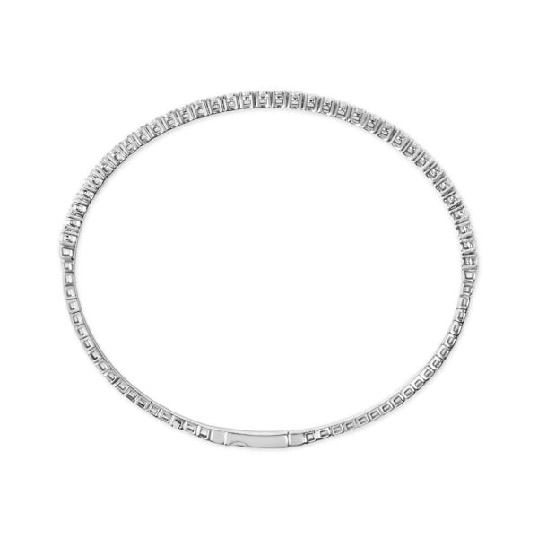 14K White Gold 2 Cttw Round Diamond Flexible Tennis Bangle Bracelet - alternate view 3