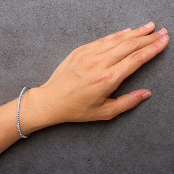14K White Gold 2 Cttw Round Diamond Flexible Tennis Bangle Bracelet - alternate view 5
