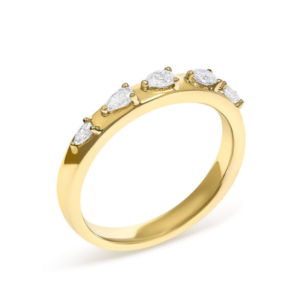 14K Yellow Gold 1/4 Cttw Pear Diamond Band Ring - alternate view 3